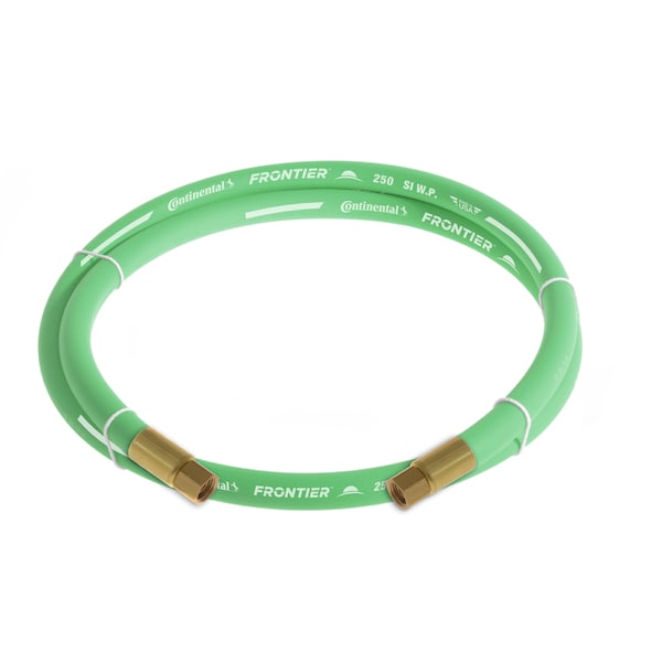 3/8" x 10' Green EPDM Rubber Air Hose, 300 PSI, 3/8" FNPSM x FNPSM